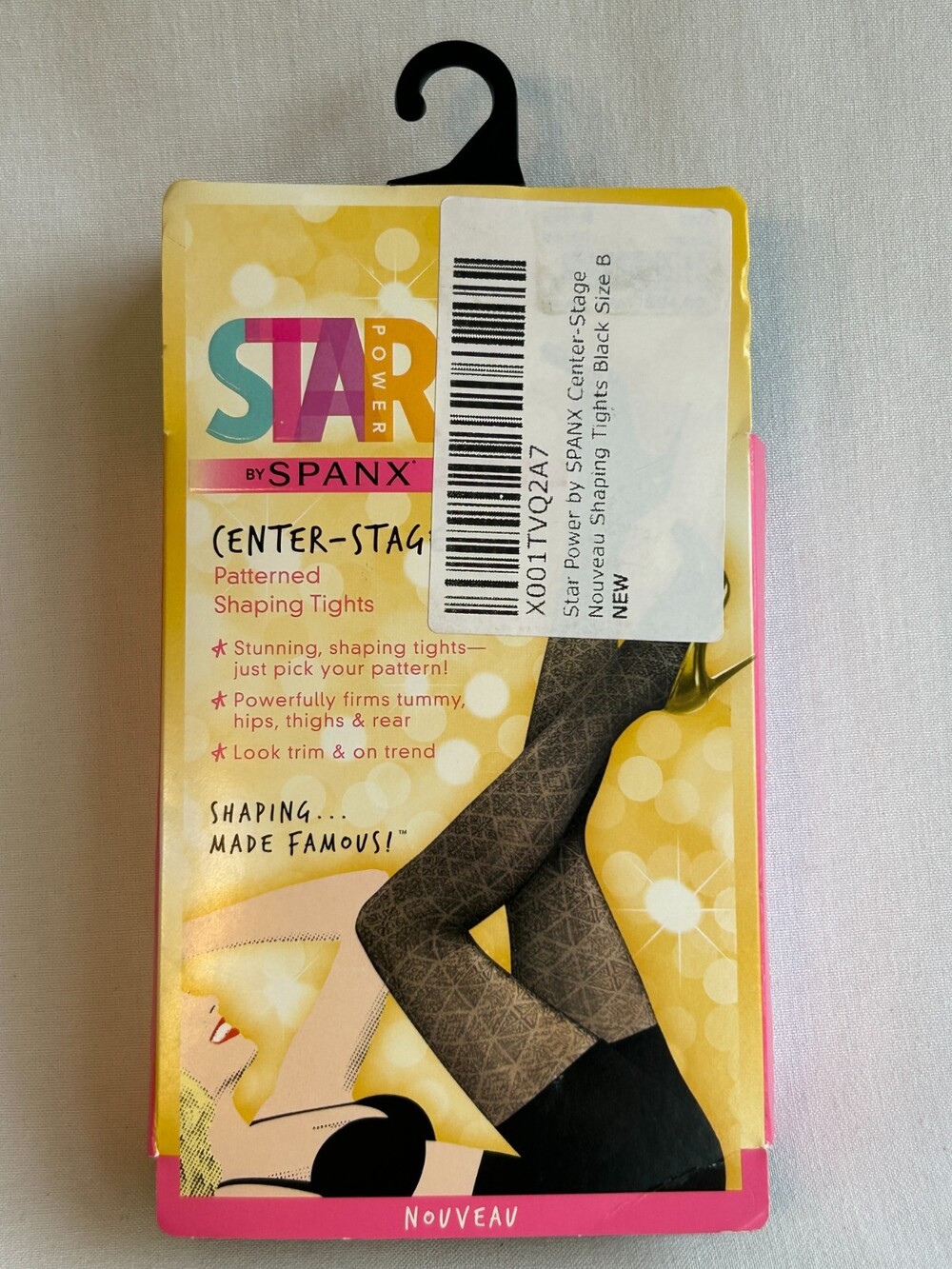 Spanx Star Power Size B Patterned Shaping Tights Womens Black Nouveau